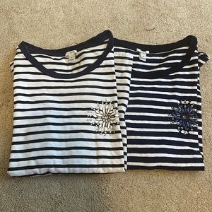 Pair 3/4 sleeve striped j.Crew shirts